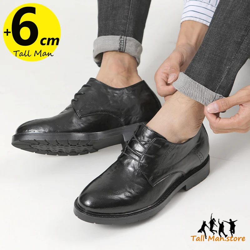 Business Men Wedding Leather Shoes  Party  Elevator  Height Increase Insole 6CM Lift Man Formal  Dress Office Daily