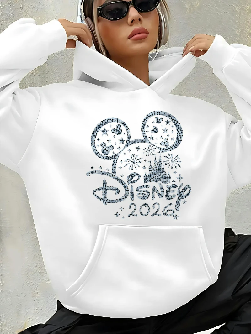 Disney Mickey/Minnie Hoodie Long Sleeve Autumn/Winter Suitable for Daily Casual Wear Machine Washable