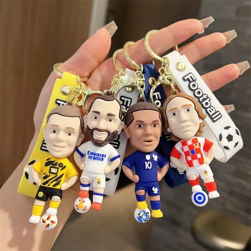 Football Star Mbappe Messi Haaland Figurine Cristiano Ronaldo Keychain Pendant Handbag Keychain Car Pendant Key