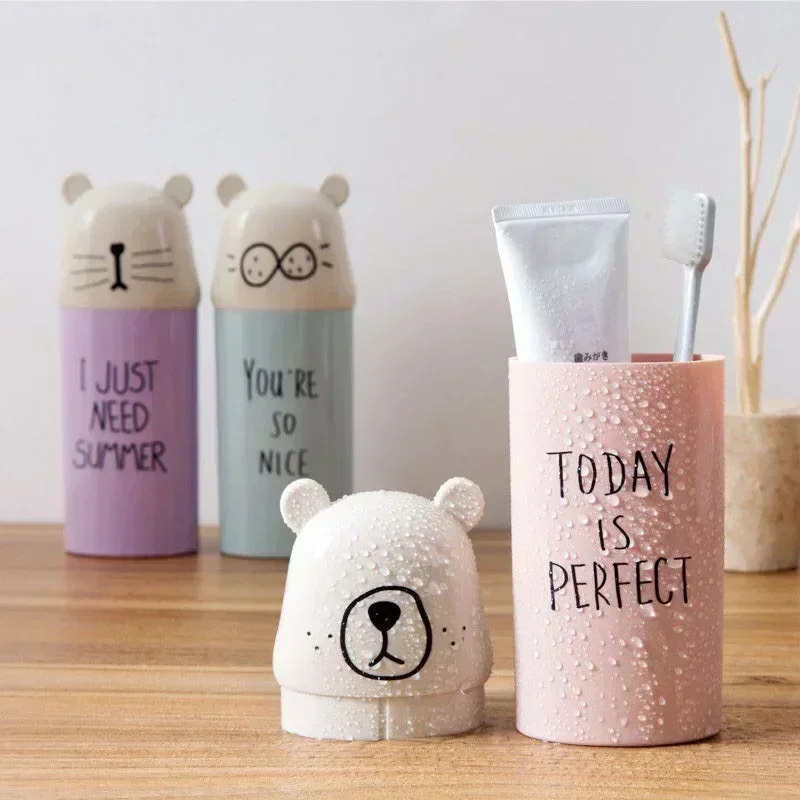 Cute Toothbrush Toothpaste Cups Portable Storage Boxes Brush Washing Tooth Gargle Case Children Bathroom Travel Organizer