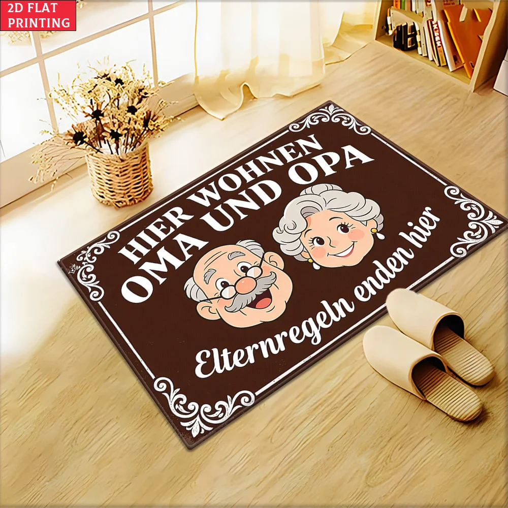 Grandparents Welcome Home Floor Mat, Warm Family Quote Non-Slip Entrance Rug, Washable Grandparent Gift