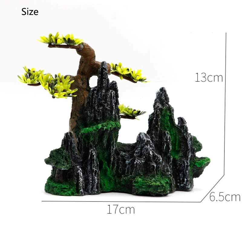 Harz Aquarium Steingarten Berg Dekoration Künstliche Ansicht Felsen Höhle Stein Baum Aquarium Ornament Aquarium Dekor Hause Neue