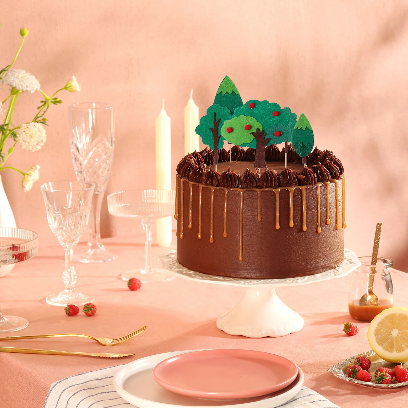 

1Set Animal Cake Toppers Felt Cupcake Picks for Party Decorations Themed Birthday Cakes Adornments Cupcake Picks