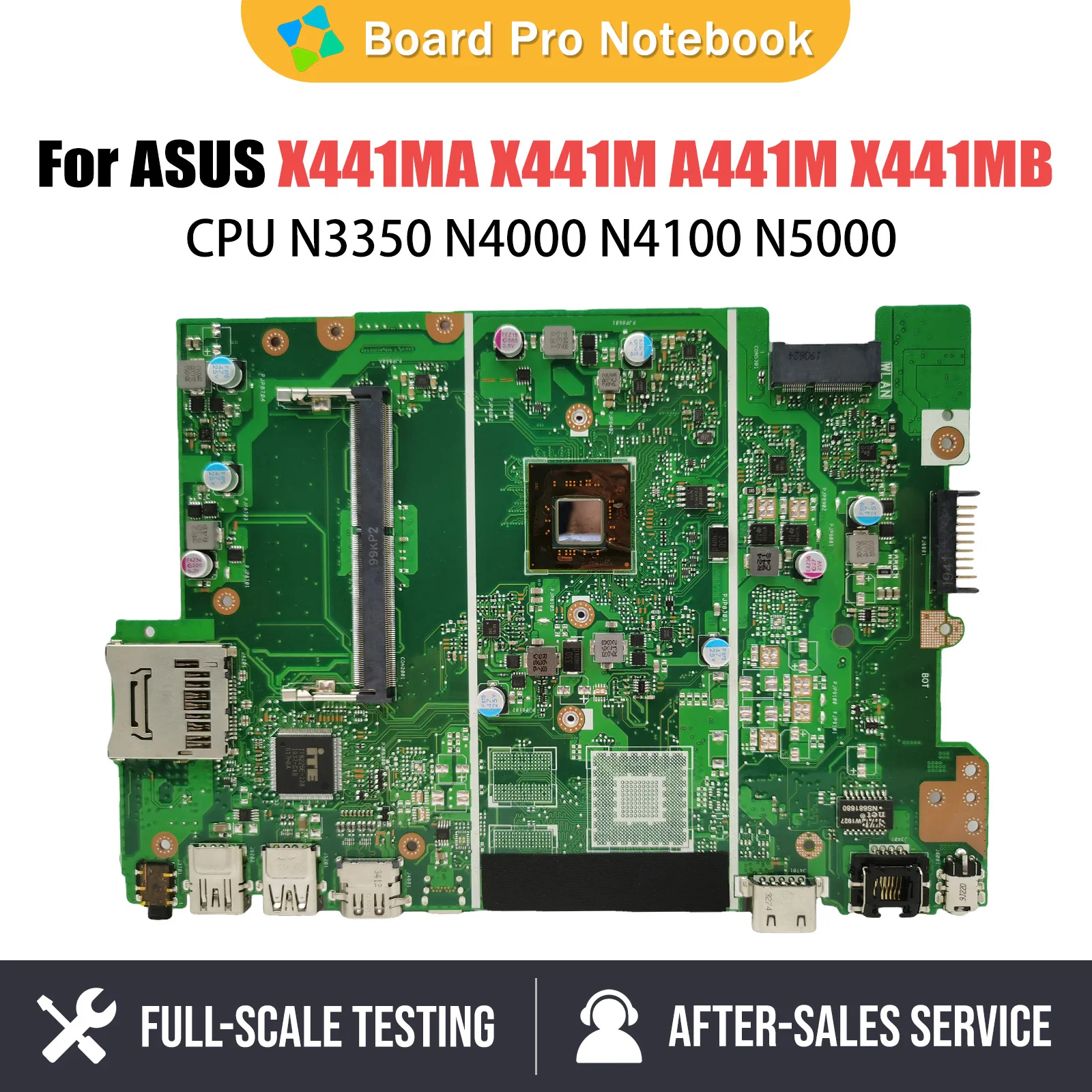 

Laptop Motherboard For Asus X441MA X441M X441MB A441M Notebook Mainboard With N3350 N4000 N4100 N5000 CPU 100% Tested OK