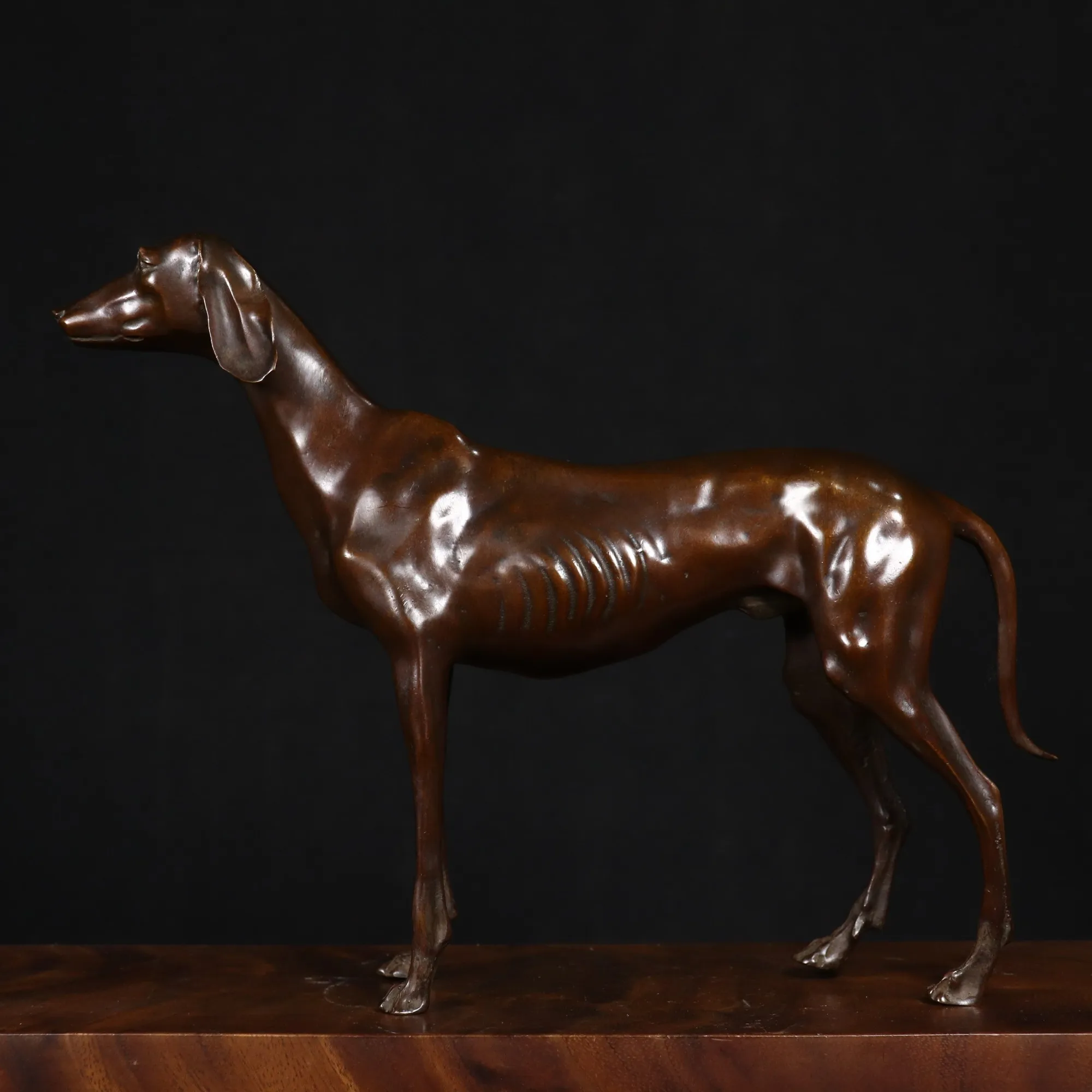 Antique-Style Pure Bronze Afghan Hound Figure - Exquisite Home Decor Pet Ornament - Desk Statue Gift