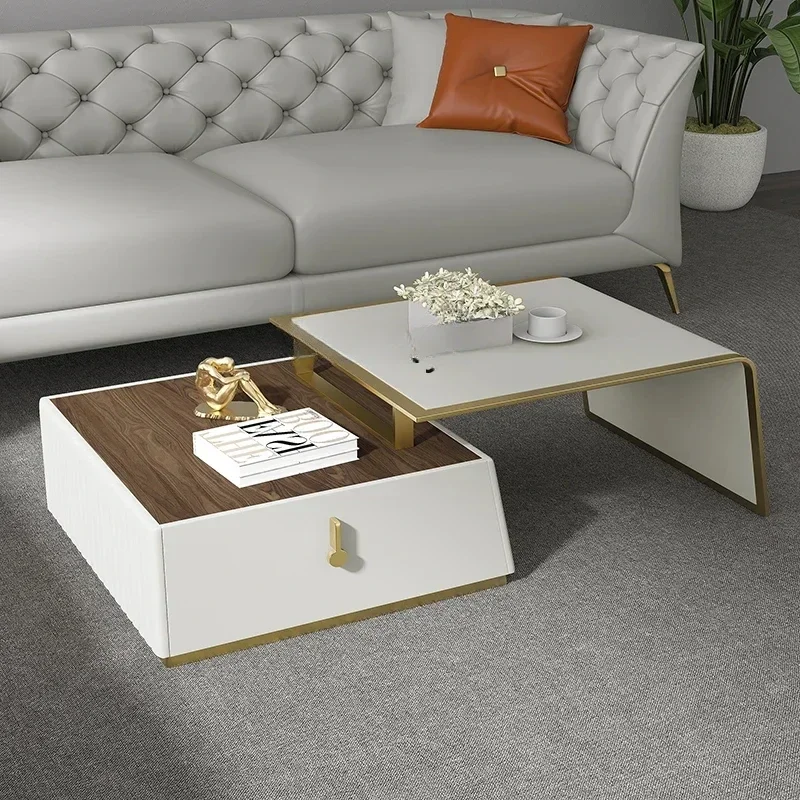 

xx1xx1`Italian light luxury coffee table household simple and modern size solid wood minimalist retractable coffee table