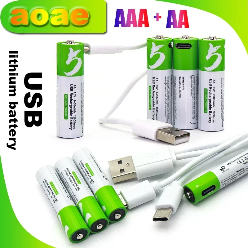 Szybkie ładowanie 1.5V akumulator AA, aaa obsługuje ładowanie akumulator na USB C-line, aa li-ium, AA + aaaa