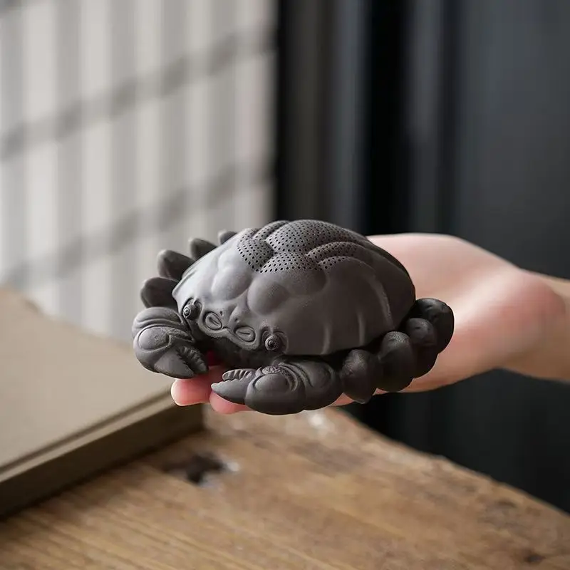 Tea Pet Ornaments Creative Crab Integrated Filter Tea Drain Purple Sand Tea Ceremony Accessories Decoration Chinese Style Crafts