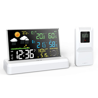 Wireless Weather Station RCC Alarm Clock VA Color Screen In/Outdoor Thermometer Hygrometer Atmos Moon Phase Weather Forecast
