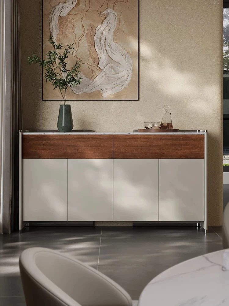 minimalist side cabinet integrated locker against the wall, simple modern locker, high-end solid wood chest cabinet
