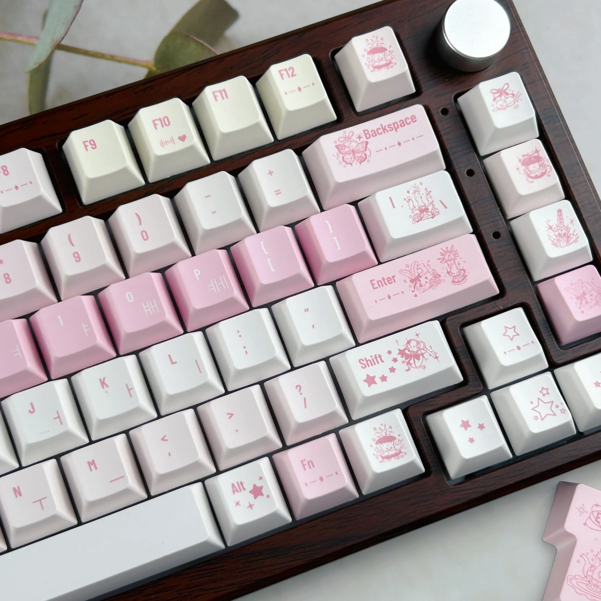 MAIMOOO Korean Keycap Cherry Profile Nyaa Simple Pink White Fairy Tale Style Keycaps Gifts PBT Custom Russian Thai Keyboard Caps