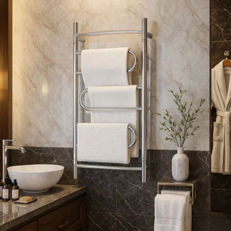 Electric Bath Towel Rack Stainless Steel Household Multi-layer Rotatable Waterproof Towel Warmer Heating Bathroom Fixture