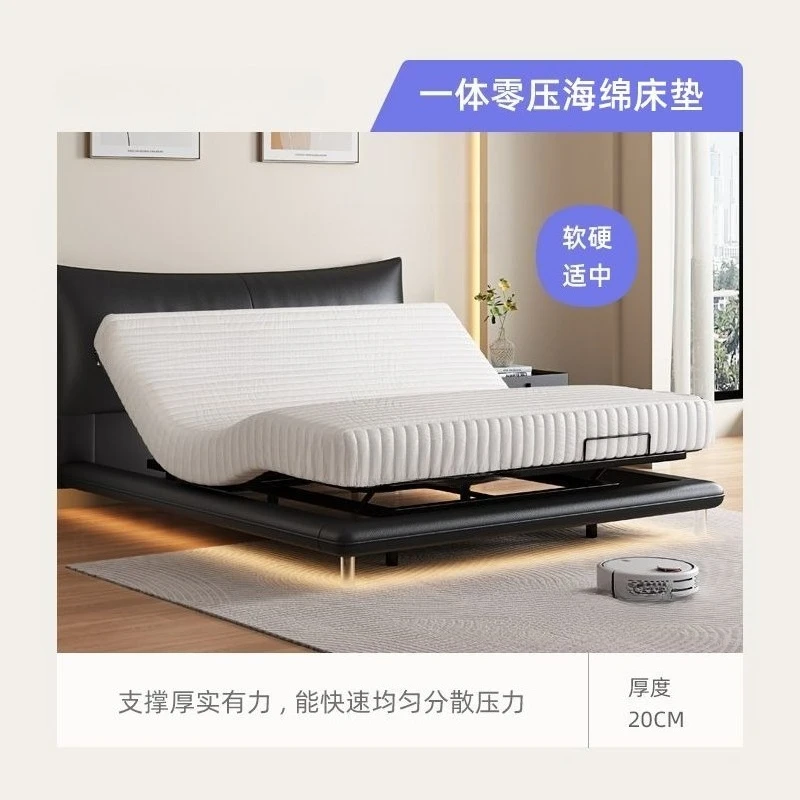 Cama de couro suspensa com controle remoto