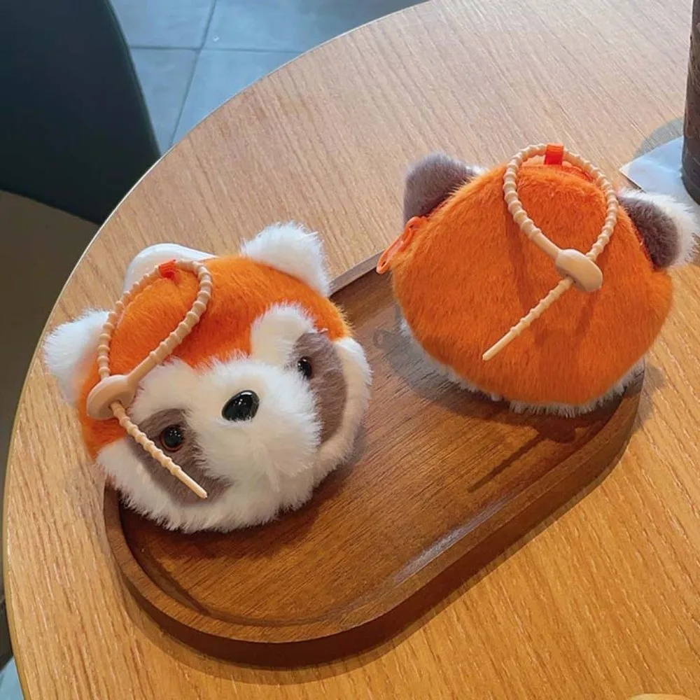 Headphone Bag Cow Plush Earphone Bag Raccoon Bag Pendant Plush Coin Purse Cute Cartoon Plush Wallet Pendant Women Girls