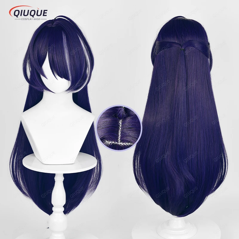 HSR-Acheron Peruca Cosplay, Cabelo Sintético Jogo, Azul Escuro, Cinza, Marrom, Resistente ao Calor, Perucas de Halloween, 85cm, 118cm, 2 Tipos