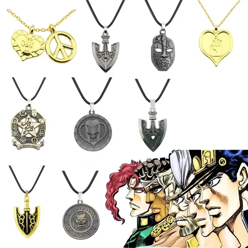 Anime JOJOS BIZARRE ADVENTURE Necklace Key Buckle Kujo Jotaro Arrow Metal Pendant Chain Choker Necklaces Charm Gifts Jewelry Col