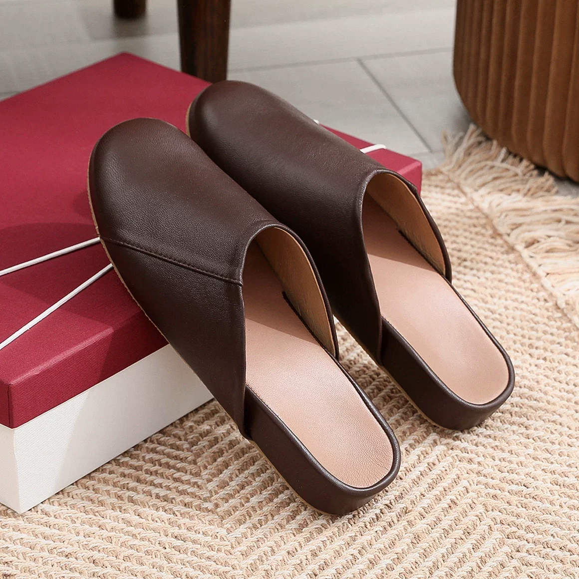 Men's & Women's Genuine Sheepskin Slippers – Arch Support Soft Sole Non-Slip Closed-Toe House Shoes for Home & Office