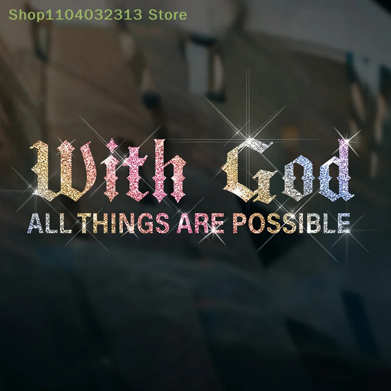 petiteWith All Things Are Possible Car Sticker Easy Peel No Residue Decal for Laptop Truck Window Water Bottle Decoraccessories