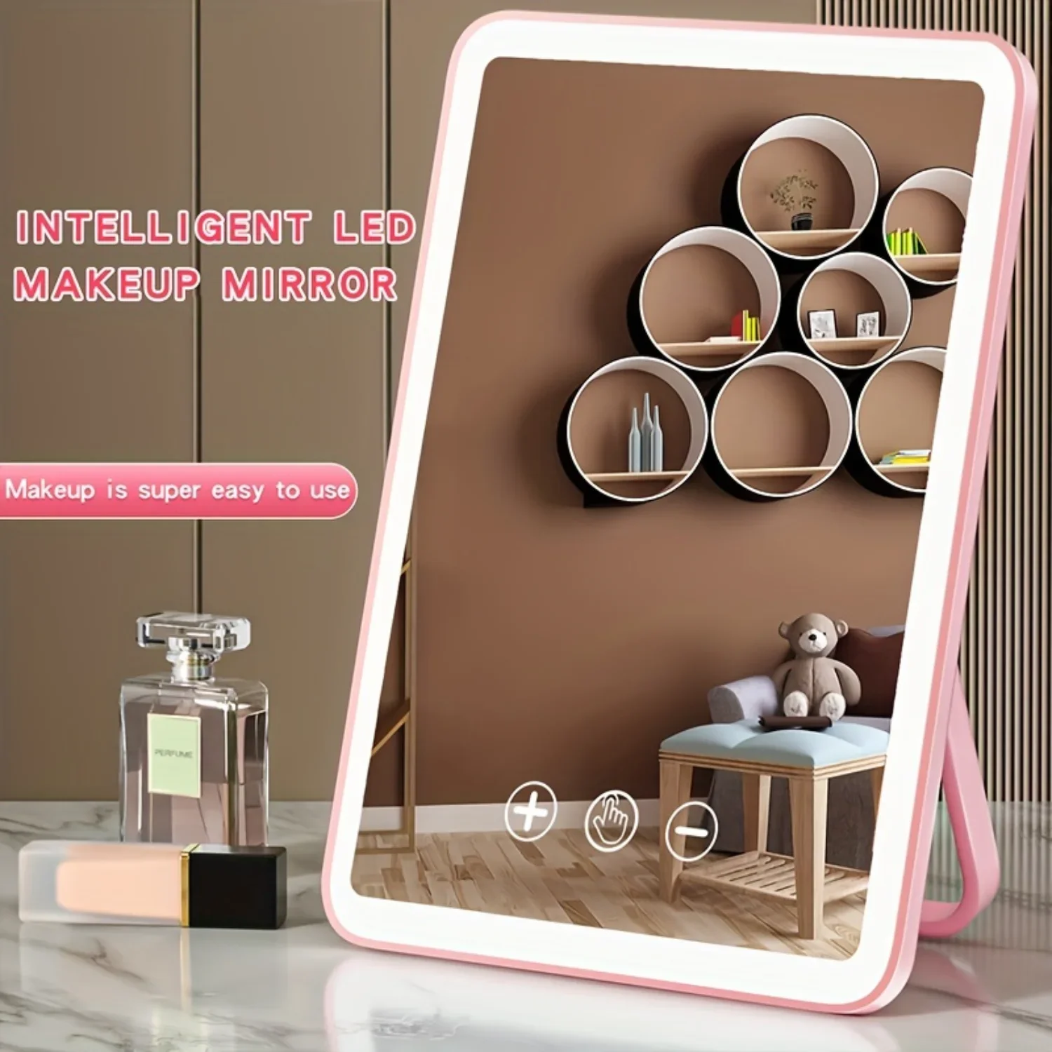 Smart LED Makeup Mirror with Light, Rechargeable Desk Beauty Mirror, Touch Control, USB Charging, Portable for Daily Use