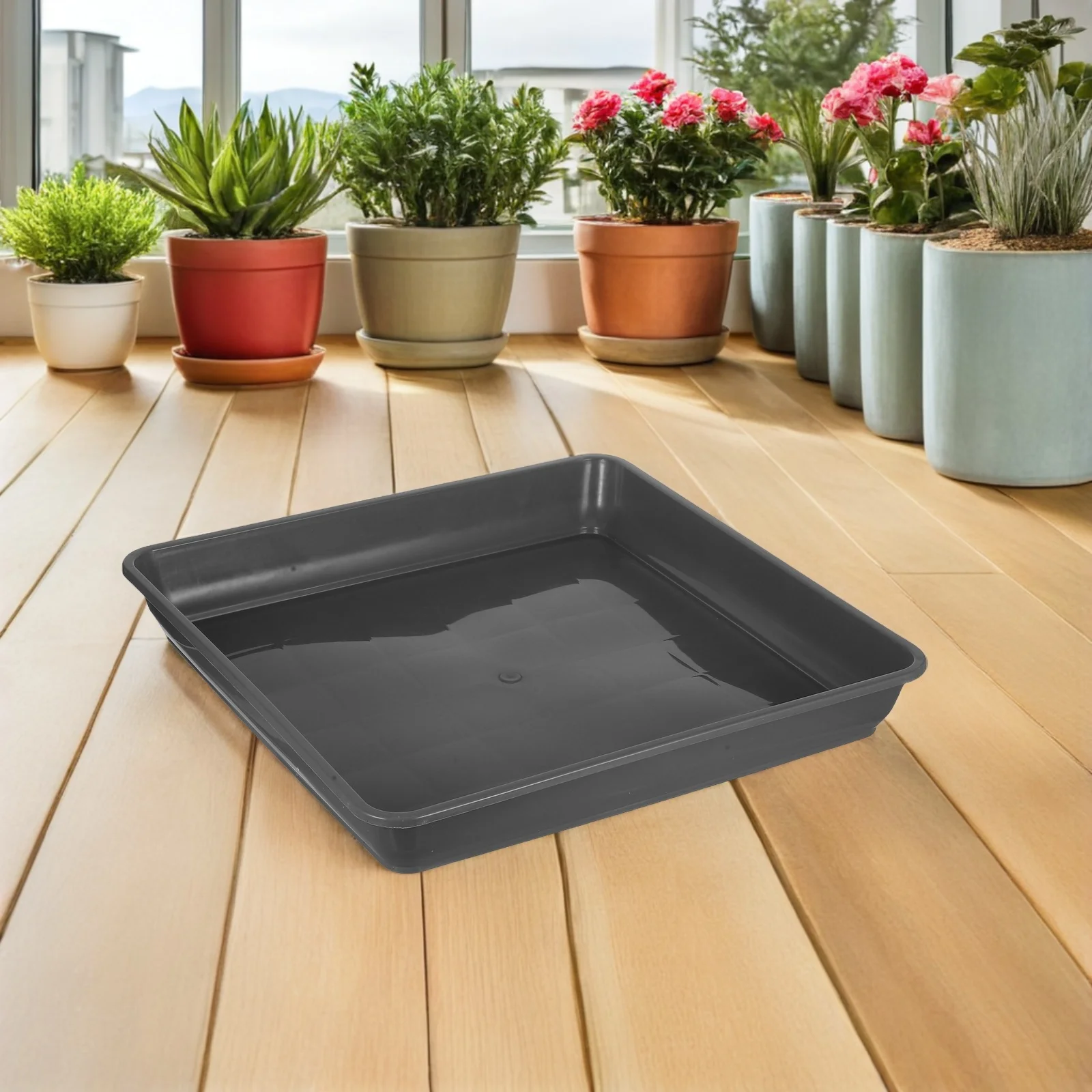 

2 Pcs Flower Pot Tray Water Splash Square Planter Flowerpot Chassis Pad Saucer Grey Succulent Saucers