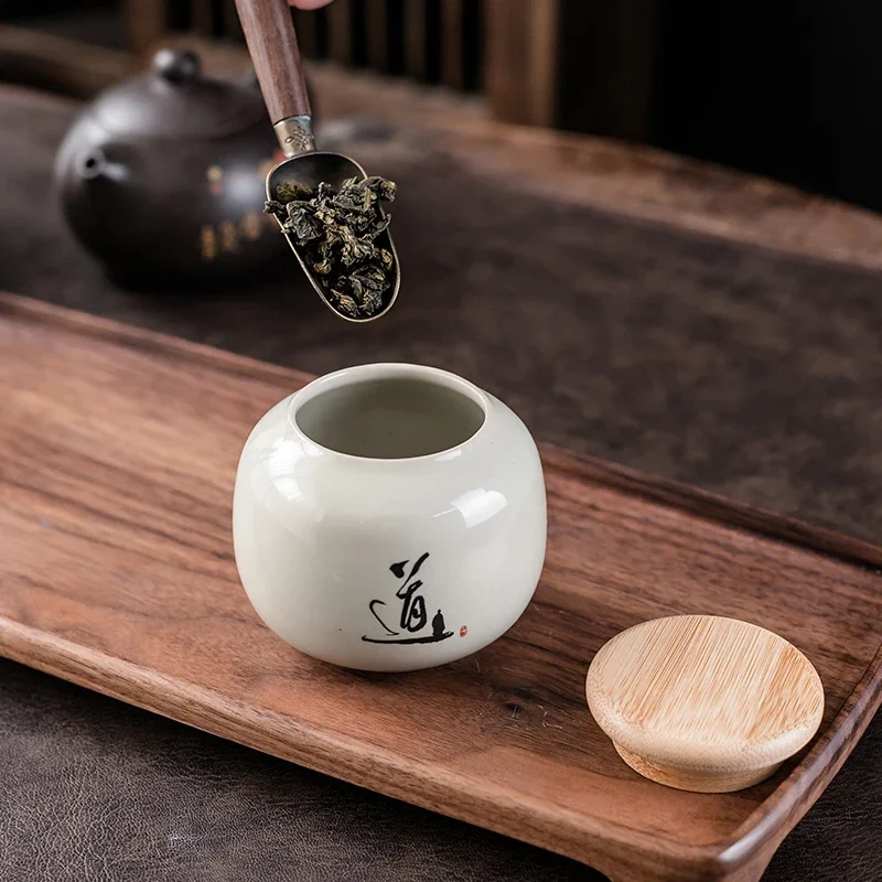 1pc Portable ceramic small tea jar for household use Living room home decoration Candy box Sealed storage tank Lotion container