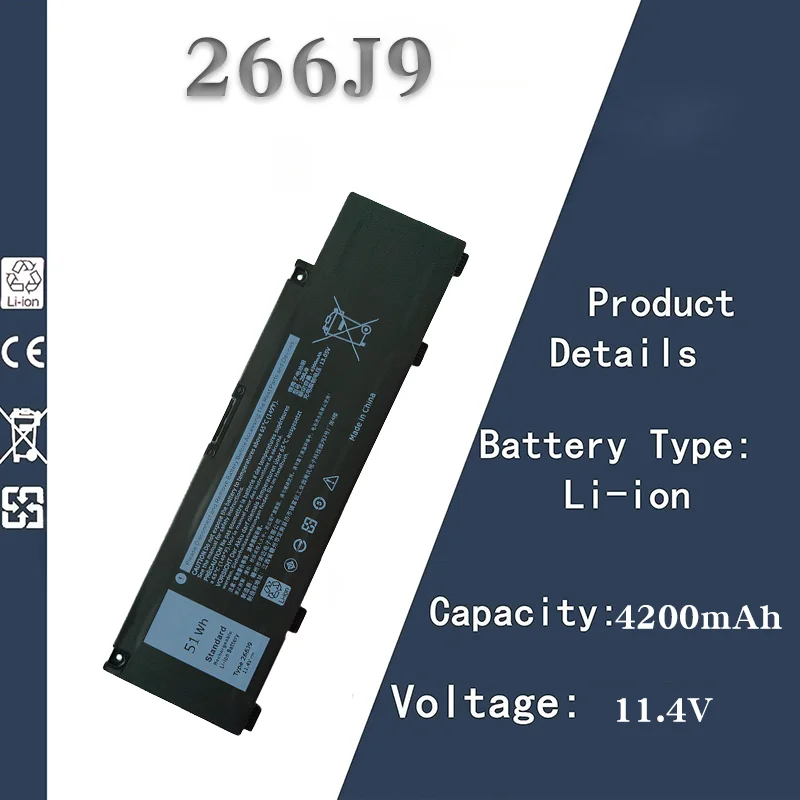 

Dell 266J9 Laptop Battery 11.4V 4200mAh Replacement for Latitude 5590 3790 3779 3500 3590 5500 P89F Notebook