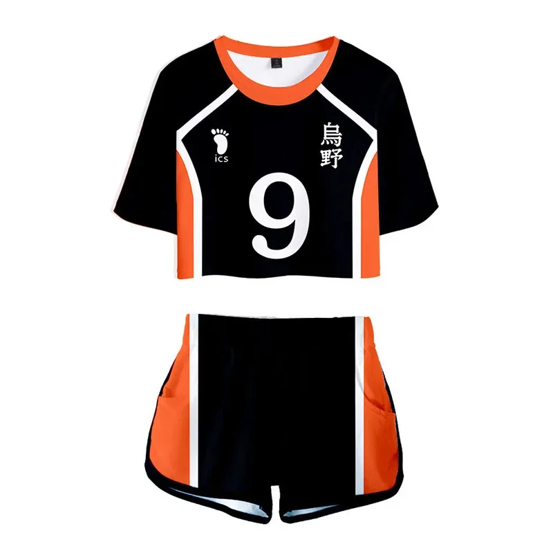 하이큐 코스프레 의상 히나타 쇼요 셔츠 반바지 니시노야 유 유니폼 스포츠 카라스노 고교 배구 클럽 여성
