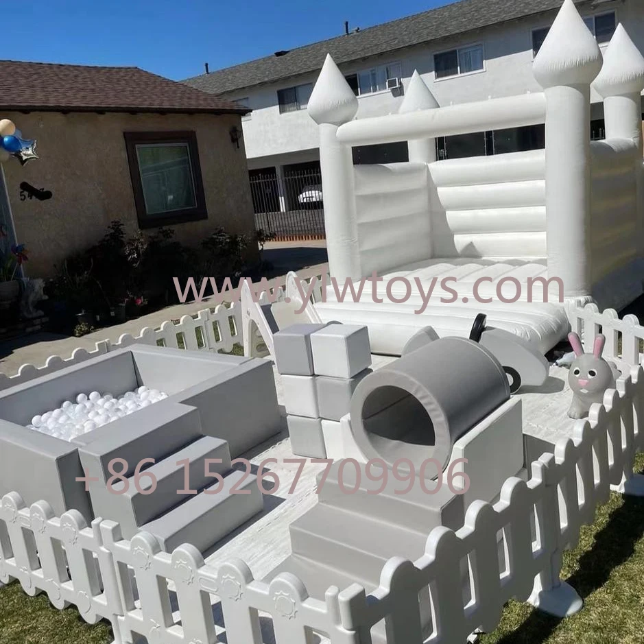 YLWCNN Customized Children Soft Playground Park,Kids Bounce Bed,White Plastic Fence Ball Pit Game Zone Soft Mat Game Play Center