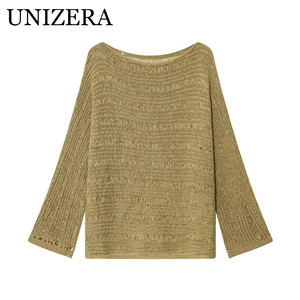 

European and American style autumn new product women's decorative belt long sleeved loose knit sweater with one collar