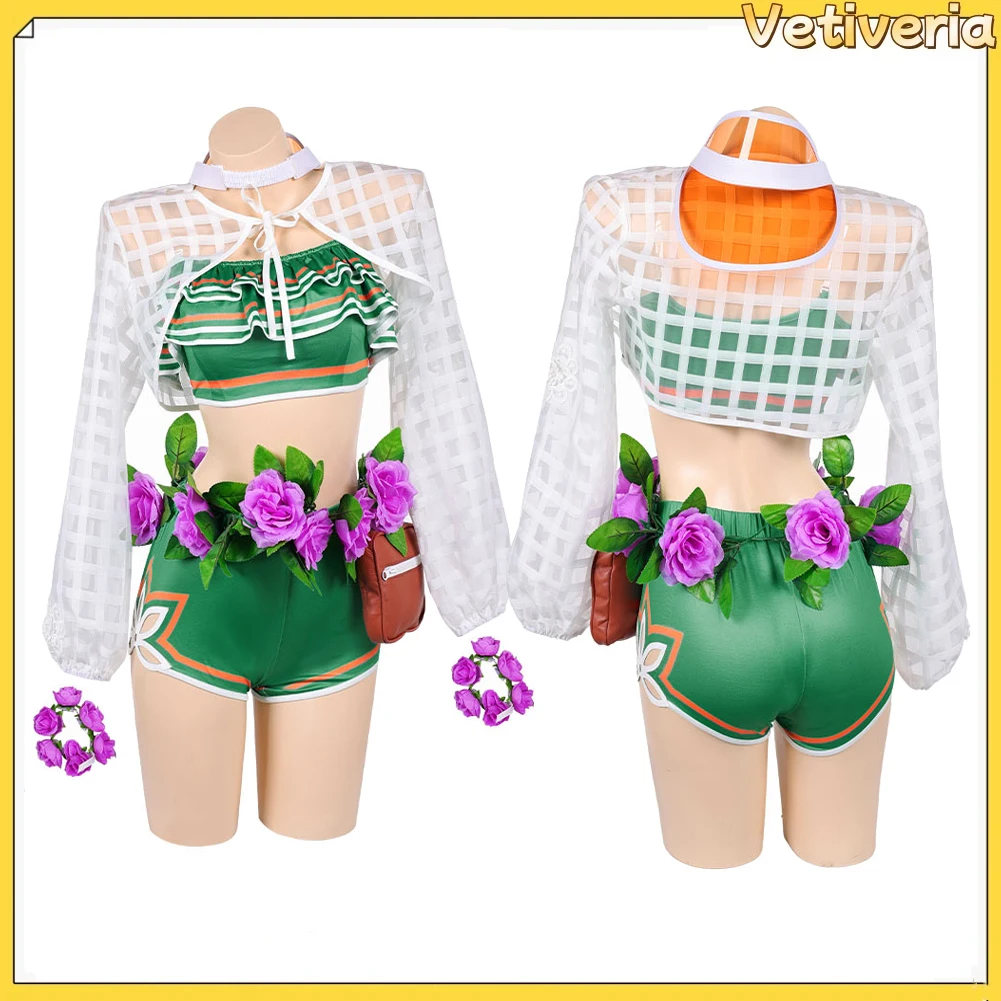 

Doreen Green Swimsuit Flower Cosplay Costume Game Rivals Roleplay Beach Bikinis Adult Fancy Halloween Carnival Party Women Suit
