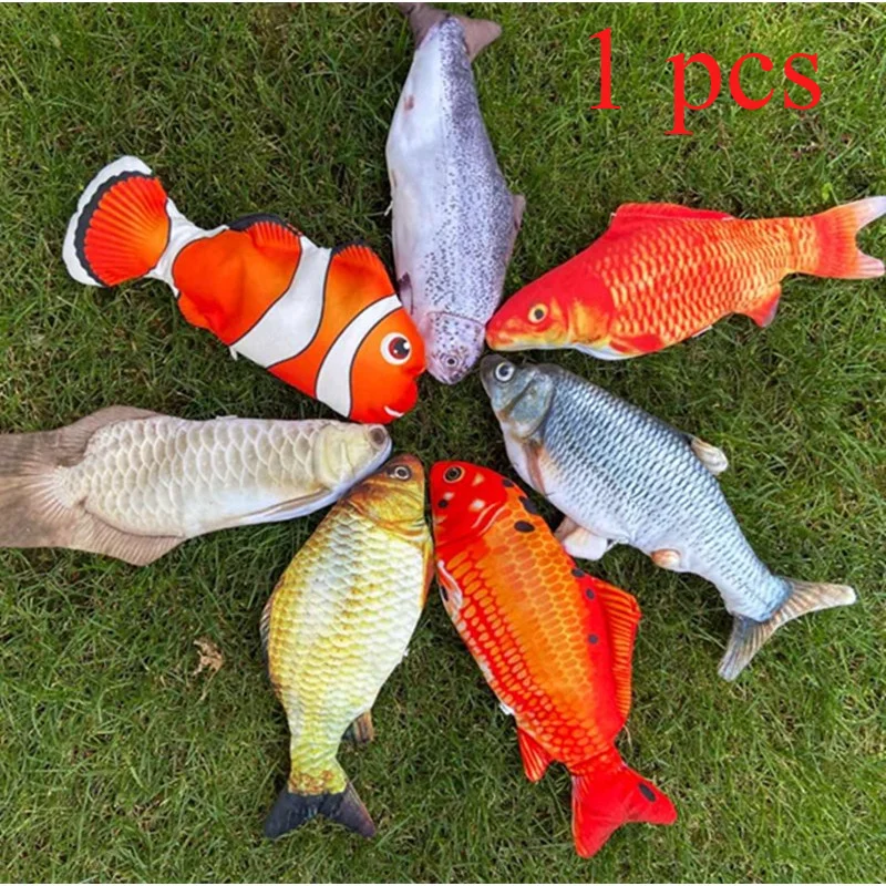 Plush Electric Simulation Swing Fish Toy Jumping Fish 3D Interactive Dancing Fish Toys Funny Gift for Baby Little Kids Pets