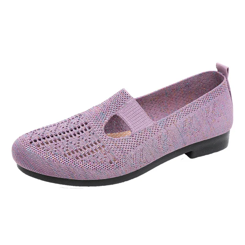 Women's Shoes Mesh Light Breathable Slip on Casual Shoes Solid Color Versatile Low Help Flat Shoes Zapatos De Mujer