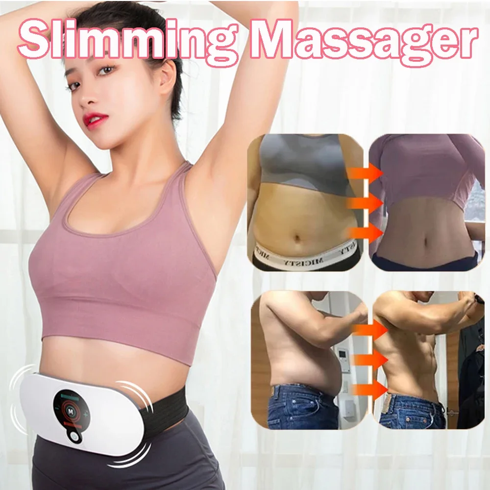 

EMS Abdominal Slim Massager Electric Waist Trainer Fat Cellulite Burner Belt Heating Muscle Massage Slimming Pulse Weight Loss