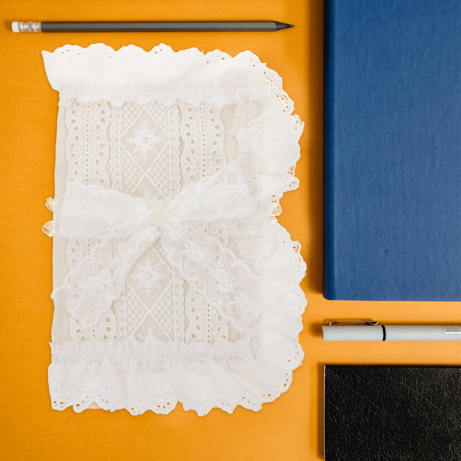 Cloth Book Cover A5 Lace Trim Protective Sleeve Anti-Rip Book Protector Handmade Stylish Decoration Textbook Cover