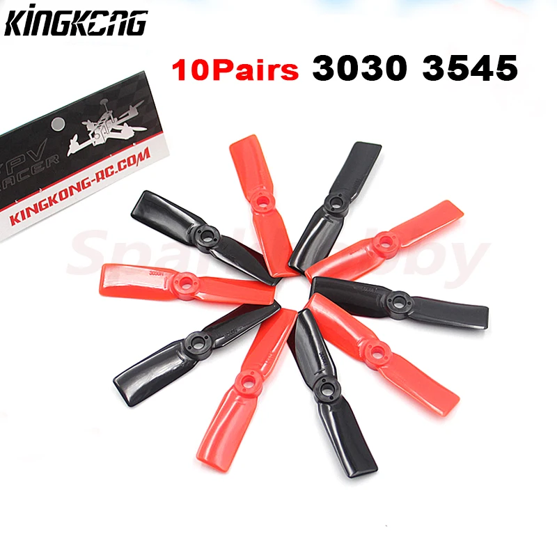 10 Paar Ldarc 3030 3545 2 Blade Cw Ccw 3Inch Plastic Propeller Rood Zwart 5Mm Midden Montagegat Voor Rc Quadcopter Drones