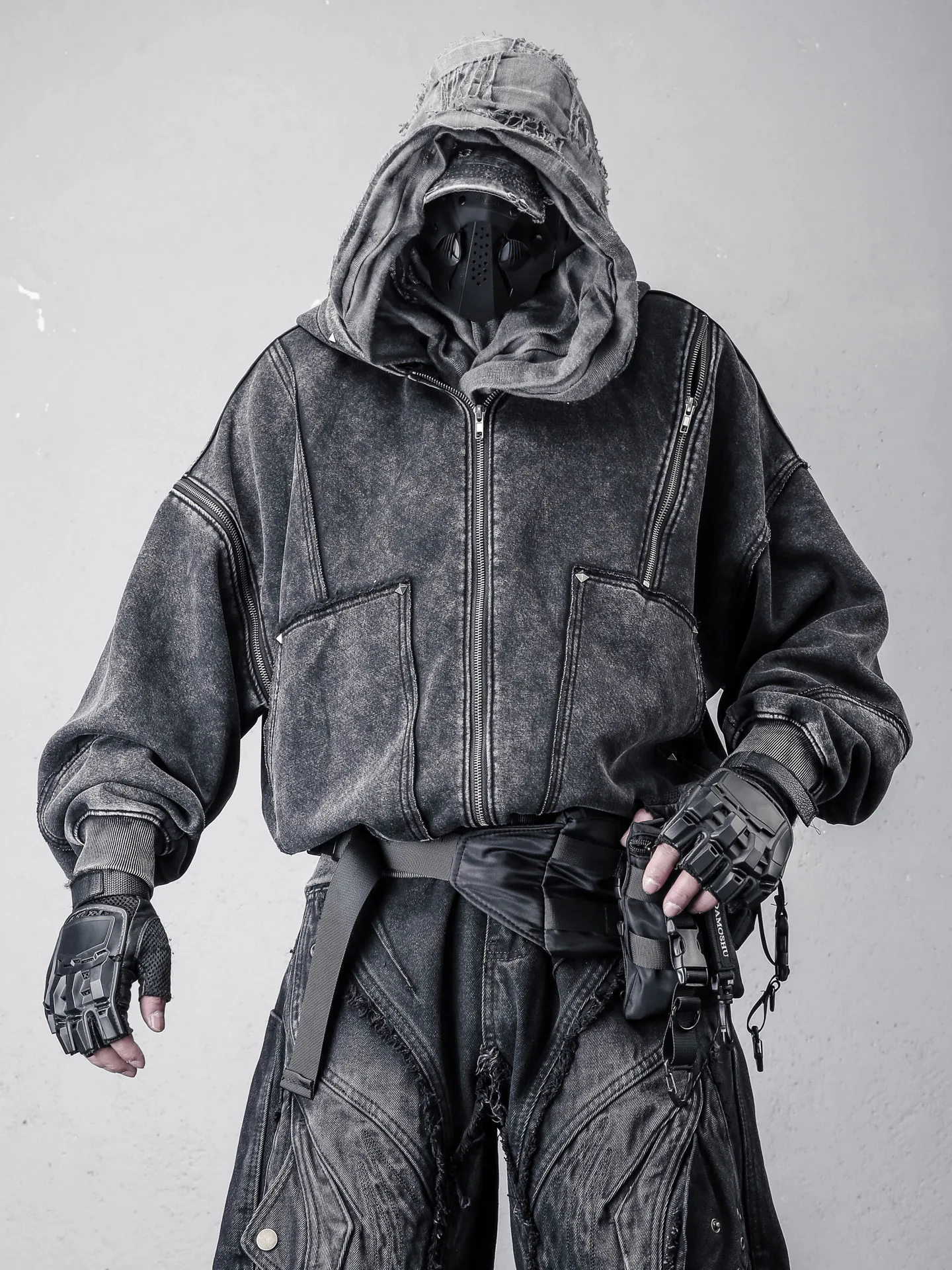 Washed out Desert Style Zipper Hoodie Men's Spring Loose Fit Lazy Outerwear Cotton Polyester Blend Breathable Long Sleeve