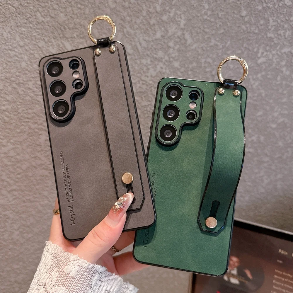 Weiche Silikon-Wildleder-Lederhülle mit Trageriemen für Samsung Galaxy S26 S25 S24 S23 S22 S21 Ultra S21 Plus Kameraschutzabdeckung