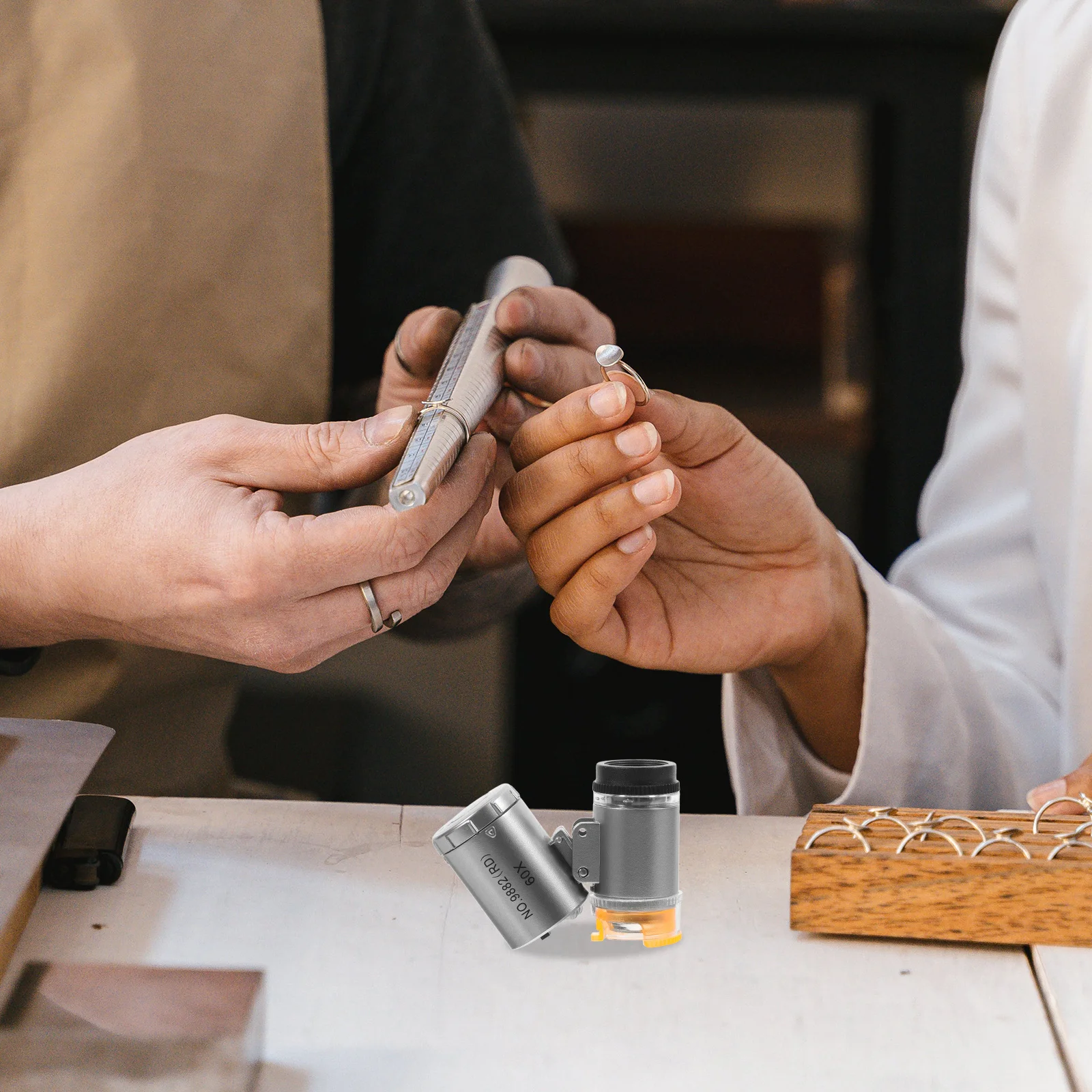 

Mini 60x Magnifier Loupe with LED Lights for Precise Coin Jewelry Inspection Portable Handheld Microscope