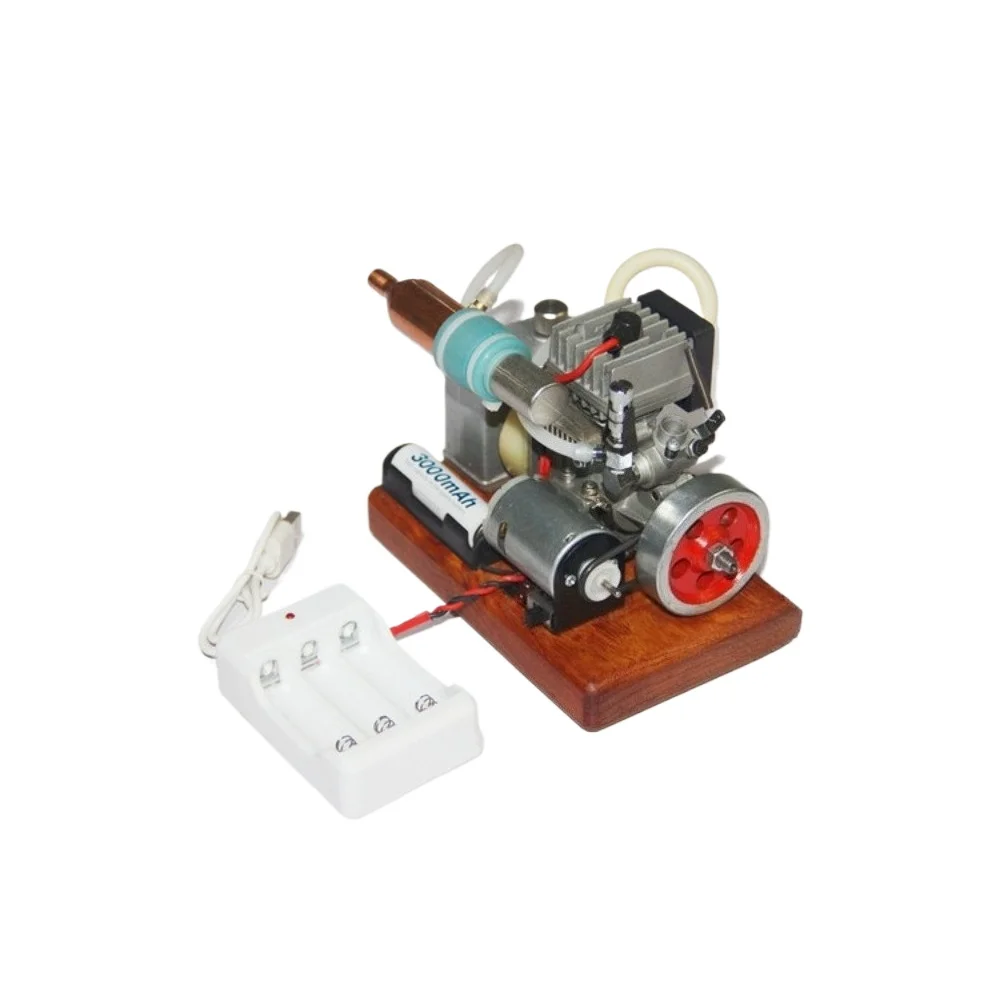 Mini Methanol 2-Stroke Engine Model Hand-pull Start 12 Stage Micro Generator Conversion with Digital Display Methanol Engine