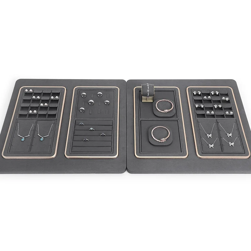 

Gray Bracelet Show Tray Jewelry Shop Window Show Set Luxulry Jewelry Necklace Pendant Display Stand Earring Rings Organizer Set