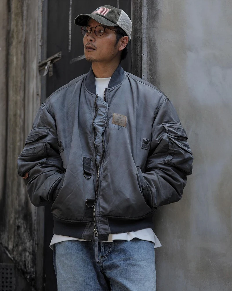 MADNESS WASHED Parkas 22AW Distressed Wax Dyed Cotton Jackets Men's Baseball Coat New Arrival