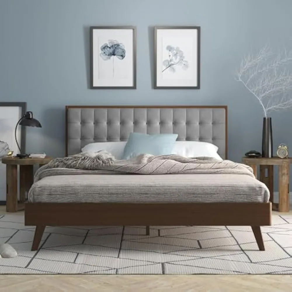 

Mid Century Modern Solid Wood Bed Frame