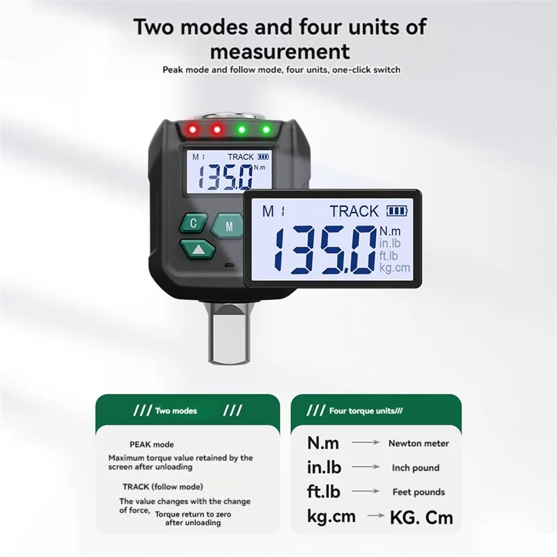 

A02F-Digital Torque Adapter, 7.38-147.5 Ft.Lb/10-200 N.M, Electronic Torque Wrench Converter With ±2% Accuracy For Bike Moto