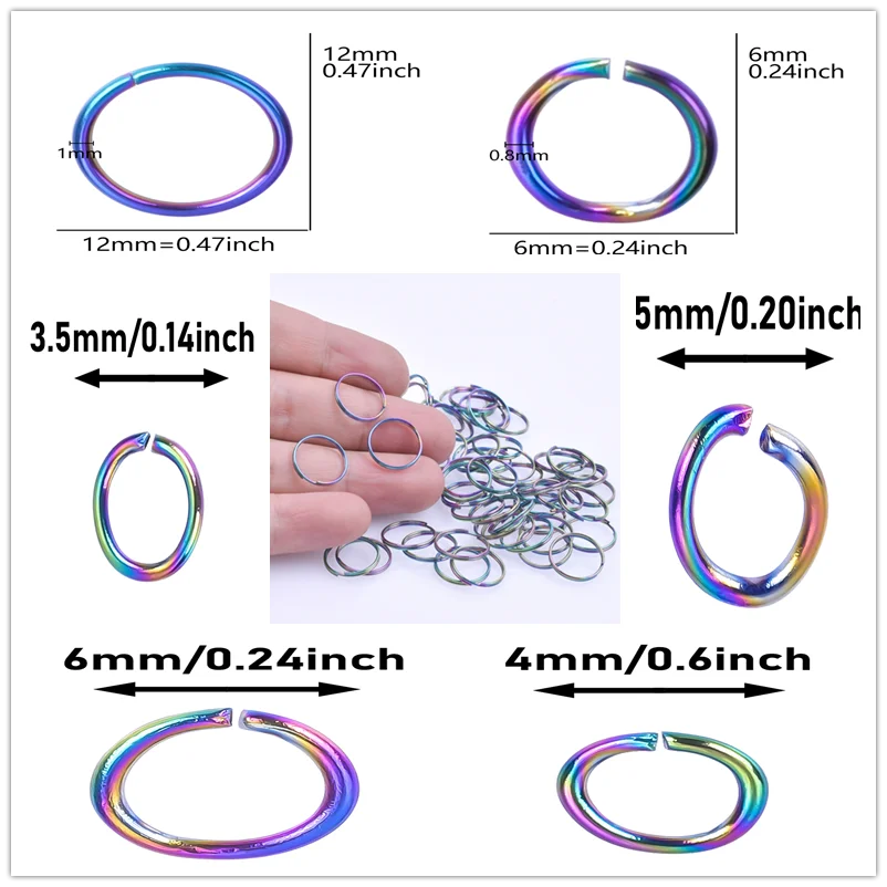 

50/80/100Pcs Stainless Steel Rainbow Colored Jump Ring High-Quality Connector Pendant Jewelry Making Diy Earrings Necklaces Bulk