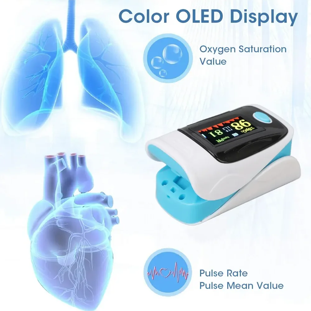 AiQUE Rechargeable Pulse Oximeter Finger Blood Oxygen Meter TFT 4color Display Fingertip Saturation Monitor SPO2 PR PI gallery 2