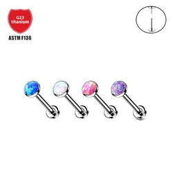 1 Pcs F136 Titanium 16G Bezel-Inlaid Pin Style Opal Stud Earrings Opal Ear Bone Stud Earrings Body Piercing Jewelry