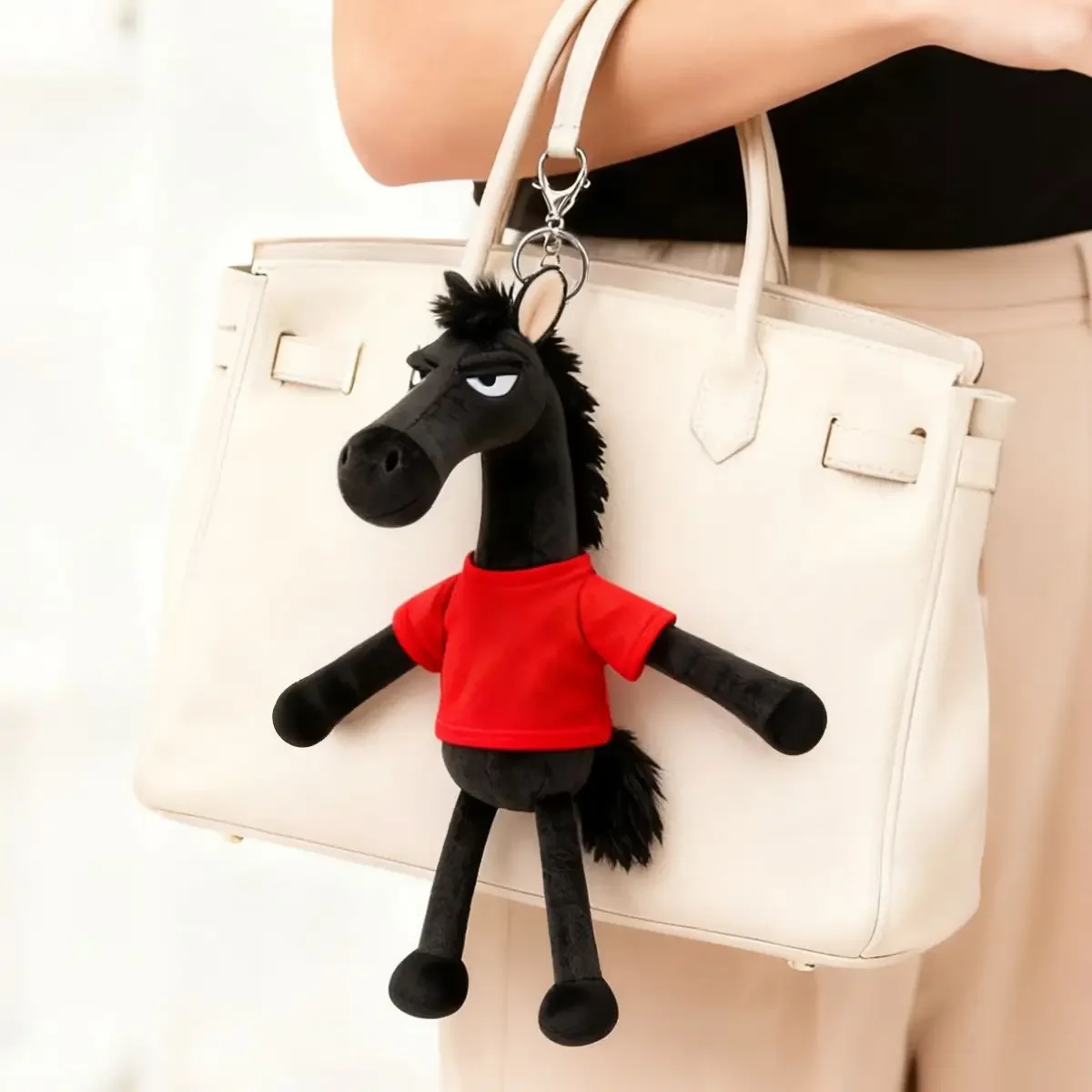 

Black Horse Keychain Plush Toy Backpack Pendant Decoration Year of The Horse Plush Toy New Year's Gifts for