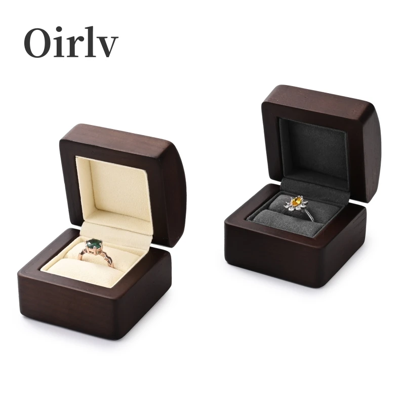 

Oirlv Wooden Ring Box White Grey Small Jewelry Box Walnut Wood Couple Ring Boxes For Rings Storage Solid Wood Ring Storage Box