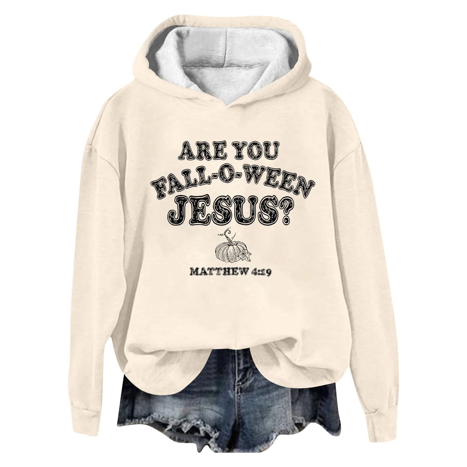 

Are You Falloween Jesus Hoodies Women'S Christian Hooded Pullovers Sweatshirt Letter Print Casual Loose Women Streetwear Hoodies