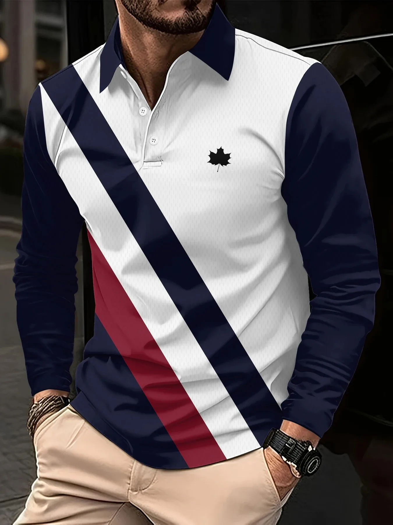 

The new men's POLO shirt for Spring and Autumn 2025 is skin-friendly soft casual and fashionable with 3D printing